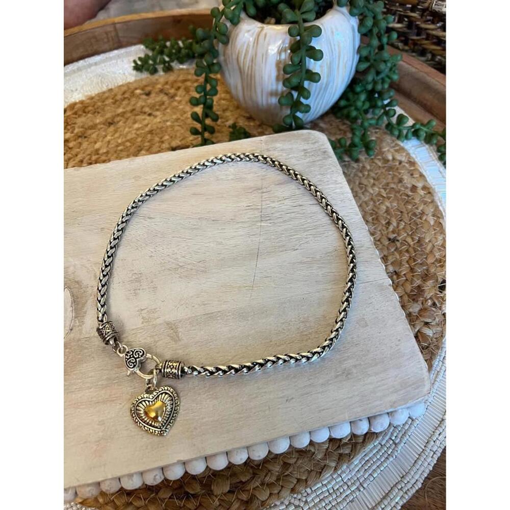 Vintage Retired Brighton Roll Style Chain with Detachable Heart Pendant